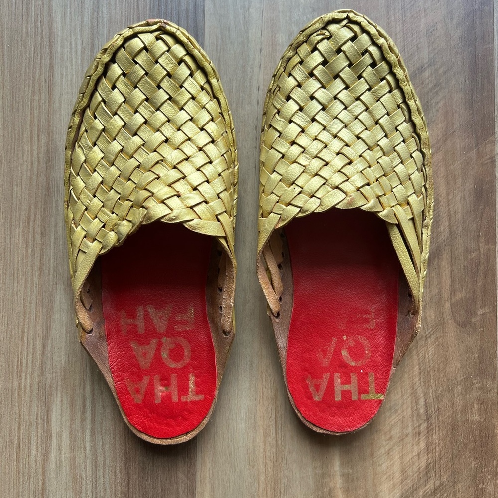 Gold Woven Slip-On Shoes